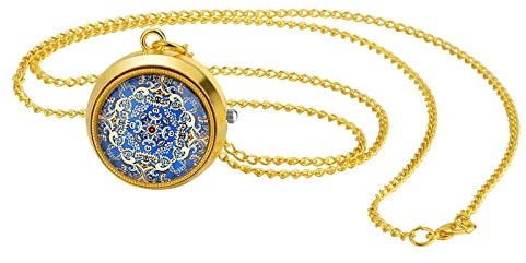 JewelryWe Vintage Pocket Watch for Women Classic Gold Plated Round Analog Quartz Watch Clock Pendant Necklace Watch with Chain