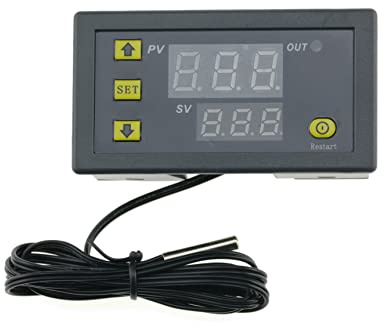 FamilyMall Digitaler Temperaturregler mit hoher Genauigkeit, Temperaturanzeiger, Thermostat, DC 12 V, 20 A, LCD, für Kühlung und Heizung