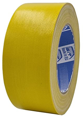 ACIT Ruban adhésif toilé fort 50 mm x 25 m, ruban telé renforcé, Duct Tape, ruban de toile américain : réparations, fixation et emballage à haute tenue (Jaune)