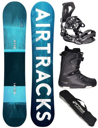 AIRTRACKS Snowboard Set Board Blue Drifter Wide Hybrid Rocker 164 + Snowboard Bindung Master + Boots Strong ATOP 45 + Sb Bag