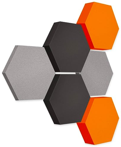 platino24 Akustikpaneele 6 Elemente Edition LOFT 3D I Ø 300mm Akustikplatten Schalldämmung Wand & Decke I Akustikschaum Schall-Absorber aus Basotect 30-70mm mit farbiger Akustikbeschichtung