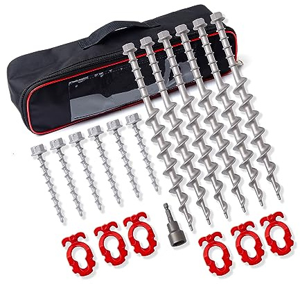 GarfatolRv Ground Anchors Aluminum Tent Stakes Heavy Duty Tent Anchors for Swing Set Anchors Screw in kit for Securing Animals,Tents, Canopies, Sheds,Amusement Facilities,Swing Sets Outdoors