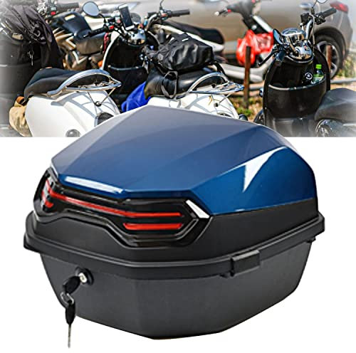 JUNNIU Motorrad-Topcase, Abs-Kunststoffkoffer mit Schloss, Top-Box, großes Fassungsvermögen, 45 l, für Stohelmet-Gepäck, inklusive Montageplatte/Grün/L Decoration