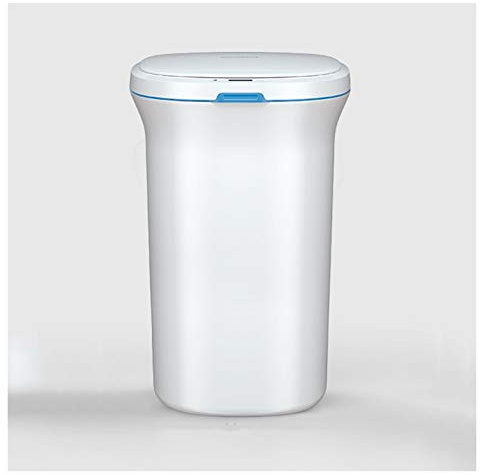 Trash Can Wastebasket Creative Electric Trash Can Household Induction Trash Can with Lid Smart Touchless Kitchen Toilet Trash Can (2.6 Gallons/3.6 Gallons), White Rubbish Bin (Size : 14L)