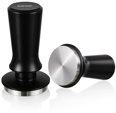 53.3mm Espresso Hand Tamper, MATOW Calibrated Spring Loaded Coffee Tamper with Stainless Steel Flat Base, 30lbs Espresso Tamper with Anodized Aluminum Handle Compatible with Breville 54mm Portafilter