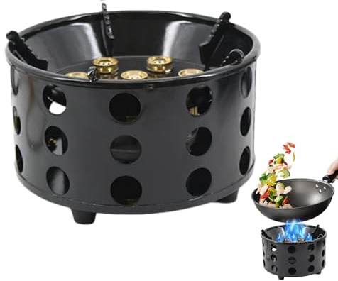 awakentti Réchaud de camping 16800 W, Feu a Petrole, Brûleur de Cuisson Portable à Sept Cœurs, Allumage Manuel, Design Coupe-Vent, Mini Réchaud pour Cuisine en Plein Air, Pique-Nique, Camping