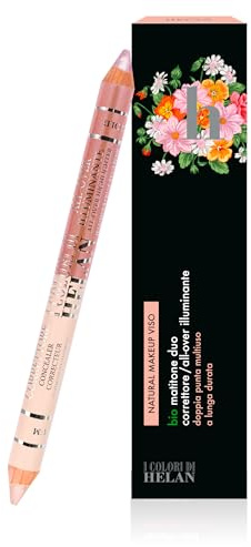Helan I Colori di Helan - Lápiz Bio 2en1 Oro Rosa, Corrector Imperfecciones + Iluminador Facial Maquillaje Natural, Lápiz Nutritivo Suave Doble Filo con Vitamina E, Maquillaje Larga Duración
