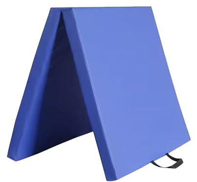 5 cm dicke, faltbare Gymnastik-Trainingsmatte, faltbare Yoga-Matte aus Oxford-Stoff, Tumbling-Matten, Ringermatte, zweifach faltbare Trainingsmatte mit Tragegriffen (Color : Blue, Size : 200x100x5cm