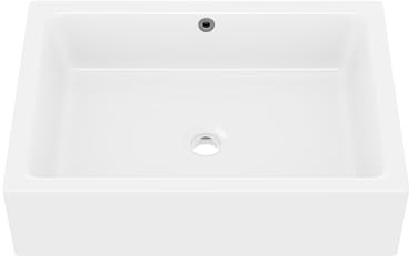 Eridanus Rectangle Vessel Sink with Overflow Hole, Ceramic Countertop Bathroom Washbasin, Vitreous China Cloakroom Basin Sink for Lavatory, Bathroom, Vanity Unit, White Gloss - 510 x 370 x 155mm