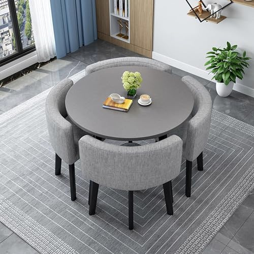 NEPHRA Küchentisch mit 4 Stühlen, Runder/Quadratischer Esstisch Stühle, Holz Essgruppe mit 4 Stühlen für Essgruppe, Küchen, Besprechungstisch, Essgruppe, Küchentisch Klein, Balkone(E-1)