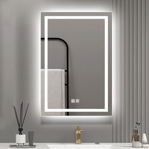 CEIEVER Badspiegel mit Beleuchtung, LED Spiegel Wandspiegel mit 3 Farbtemperatur Licht und Antibeschlagfunktion Badezimmerspiegel mit Touchschalter,für Hotels,Wohnzimmer,Schlafzimmer