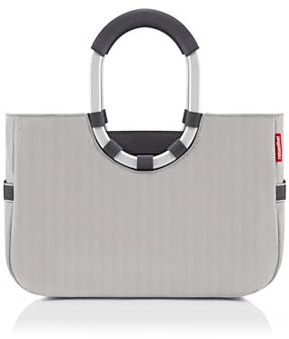 reisenthel loopshopper M herringbone grey – Stabile Tasche mit praktischen Fächern aus recycelten PET-Flaschen – Eleganz beim Einkaufen, viel Funktion inklusive!