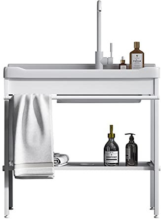 Évier utilitaire d'extérieur en acier inoxydable avec pieds | Évier de cuisine autonome en céramique pour jardin, garage et cuisine