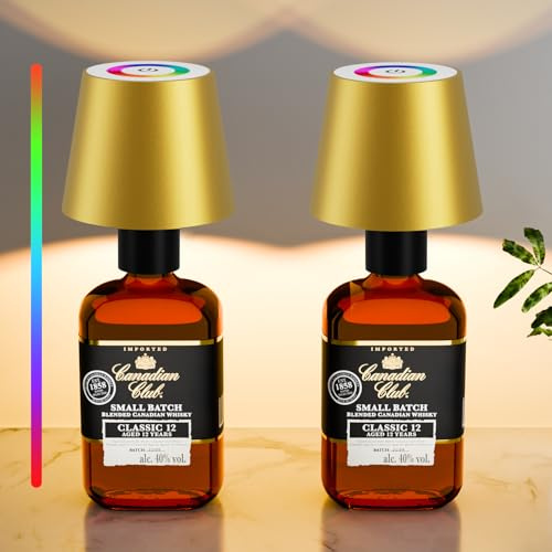 brightower LED Tischlampe mit RGB,5200mAh Touch Kabellose Flaschenlampe, IP54 stufenloses Tischleuchte für Restaurants im Innen- und Außenbereich, Bars, Schlafzimmer&Camping (Gold 2 Stück)