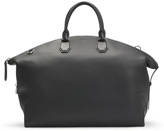 BOSS Herren Gabry Holdall Weekender aus genarbtem Leder mit abnehmbarem Vorhängeschloss aus Metall Schwarz001 Stck
