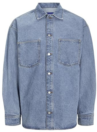 JACK & JONES Jjzac Denim Overshirt Ls, Bleu Jeans Clair, L