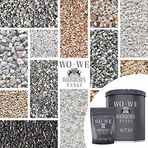 25Kg Steinteppich Set Marmorkies Bodenbeschichtung Lichtgrau 1-4mm - 2qm