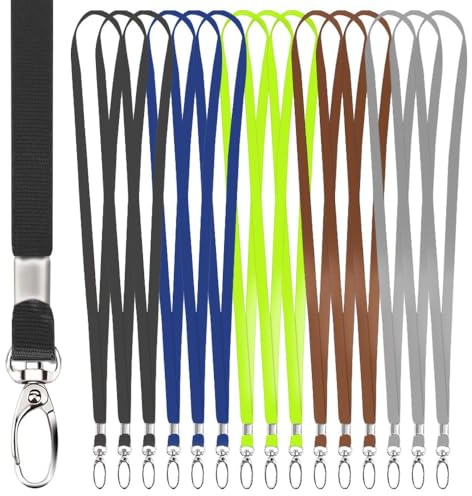 Azlanway Cordón con clip giratorio, 15 unidades de 45 cm, multicolor, cinta para teléfonos, carteras y tarjetas