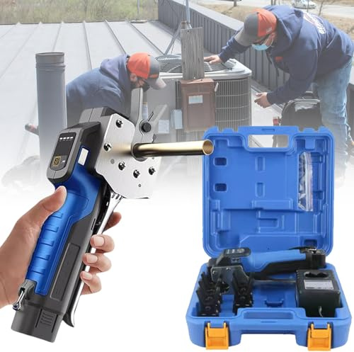vnmudzeo Caricatore Svasatore per Tubi in Alluminio Angolo di Regolazione 30°, 1/4-3/4 Set di Espansione per Tubi in Rame Portatile Cordless,2Battery