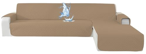 CYCMACO Wasserdicht Sofabezug L Form 3 Sitzer, Couch Überzug L Form Mit Armlehne rutschfest, Ecksofa Bezug Rechts/Links Universal Für Hund Katze, Heller Kaffee