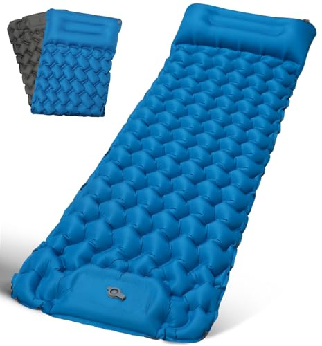 Sleeping Pad Ultralight Inflatable Camping Mat Self Inflating 200x68cm | Built-in Foot Pump Camping Mattress Portable Air Bed Waterproof Compact 30x12cm for Backpacking, Hiking, Beach, Tent
