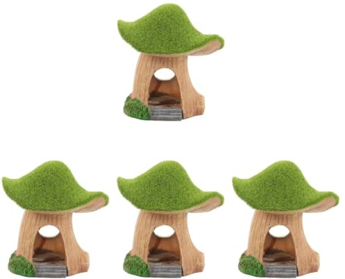 YARNOW 4 Pièces Maison de Champignons en Mousse Décoration Aquarium Decor Aquarium décor Aquarium Petit Cordon Attache rétractable pour Chien abri de Poisson décorations d'aquarium résine