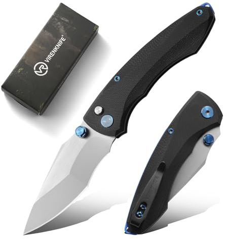 VIRENKNIFE Klappmesser, 17,8CM Taschenmesser, EDC Messer mit G10 Griff und Taschenclip, Taschenmesser mit Linerlock und Kugellager, geeignet für Camping, Wandern, als Sammlung und Geschenk verwendbar