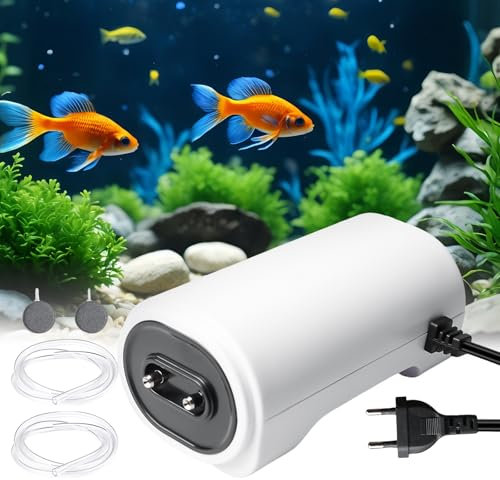 Aquarium Luftpumpe, 8W Regelbare Sauerstoffpumpe, Aquarium Pumpe, Luftpumpen für Aquarien, Sauerstoffpumpe Aquariun Leiser, Luftsprudler Aquariun für Aquarien 50-500L
