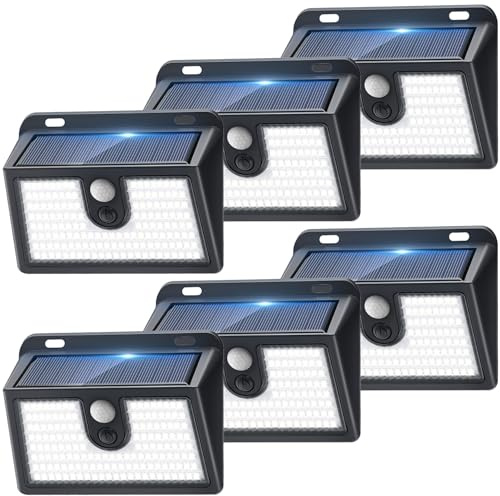 Solar Security Lights Outdoor, 149 LED Motion Sensor Light with 3 Lighting Modes IP65 Waterproof 270° Wide Angle Solar Powered Lights Wall Light for Door, Fence, Yard, Garage, Garden Cool White 6 Pack