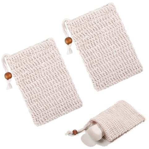 2 Stück Seifensäckchen Bio,Natürliches Sisal Seifenbeutel,Seifensäckchen für Feste Seife,Aufschäumen Sisal Seifensäckchen,Seifensack zum Duschen,Kordelzug Massage Seifensack,für Feste Shampoo Seife