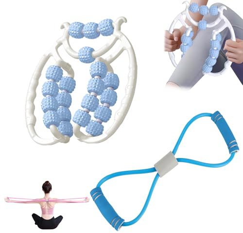 Cellulite Massagegerät, 20 Räder Massageroller Beine, Cellulite Roller, Anti Cellulite Massagegerät Beine, Beinmassagegerät Cellulite Deep Tissue Massage Roller für Dünnes Abnehmen (Blau 2PCS)
