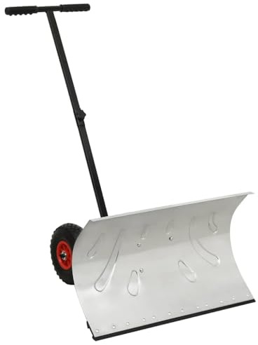 AJJHUUKI Prato e giardino-Rimozione della neve-Pala da neve manuale con ruote