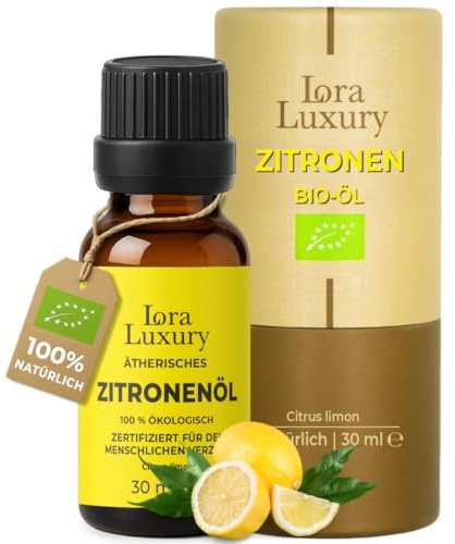 Zitronenöl Bio 30ml – 100% Naturreines Ätherisches Öl aus Citrus limon – Lebensmittelgeeignet, Vegan, Glutenfrei – Aromatherapie, Kosmetik & Innere Anwendung