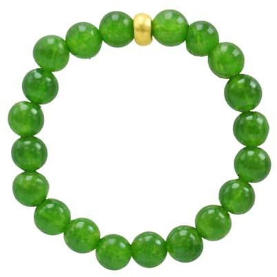 Konxi 3mm Naturstein Perlen Ring mit Goldperlen Elastischer Naturstein Ring Perlen Ringe Damen Elastisch Perlenringe für Damen Mädchen (Grüner Aventurin)