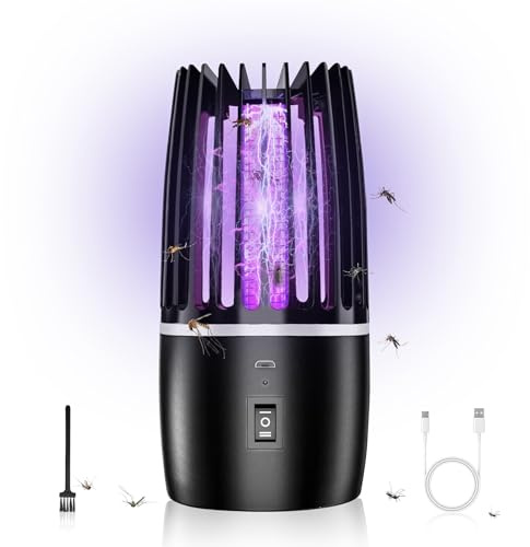 Lámpara antimosquito, 4000 mAh, lámpara eléctrica antiinsectos, recargable USB, trampa para mosca, insectos, lámpara de mosquitos eliminación 360 °, para exterior, camping y jardín