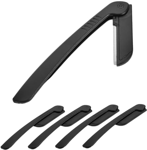 WEKADRIN Rasoi Per Sopracciglia Pieghevoli 5 Pezzi in Acciaio Inossidabile Design Portatile Impugnatura Satinata Per Uso Professionale Viso e Barba Uomo e Donna