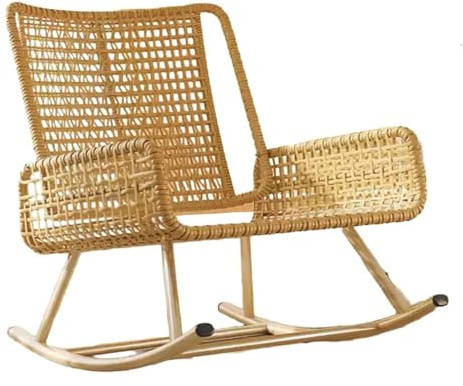 esmen Relax-Schaukelsessel for die Freizeit, Rattan-Schaukelstuhl mit Kissen for draußen, Rasen, Garten, Pool, Hinterhof(Beige)