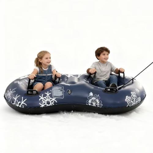 Tubi di Neve Gonfiabili per Gli Adulti che Slittano, Slitte JanTeelGO 167cm Doppie per Gli Adulti Heavy Duty con Linea di Rimorchio - Regalo Invernale All'aperto