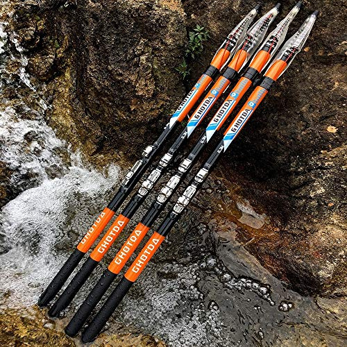Angelrute,Teleskopruten Karpfenrute Carbon-Faser-Rock-Angelrute Kraftteleskop Felsen Carp Feederrute Reise Boote Sea(2.7 m)