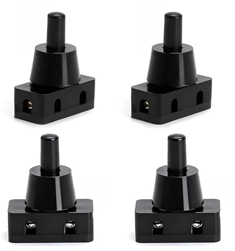4 Stück Einbau Druckschalter Lampenschalter, Schwarz Mini Druckschalter mit Schraubkappe 250V 2A, IP20, Schalter für Beleuchtungskörper Küchengeräte Möbel Steckdosen