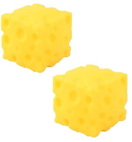 Käse Stressball - 2 Stück Quetschies Spielzeug Käse - Stressball Squeeze Käses, Antistressball Erwachsene, Langsam Zurückfederndes Simuliertes Material, für Erwachsene, Studenten und Büroangestellte