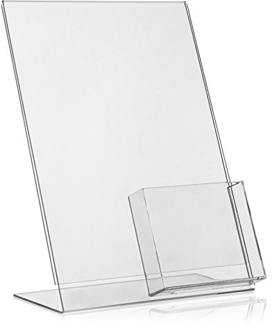 DIN A4 Werbeaufsteller/L-Ständer/L-Aufsteller mit extra DIN A6 DIN lang DL Fach als Tischaufsteller aus original PLEXIGLAS