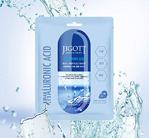 Jigott Hyaluronic Acid Real Ampoule Mask 10 Pack - Korean Skin Care Face Sheet Masks For Hydrating & Mositurizing(0.95 fl oz / 1 sheet)