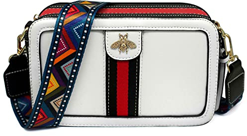 Beatfull Damen Handtasche mit Bienen-Design, Umhängetasche aus PU-Leder, Schultertasche, Kamera-Clutch