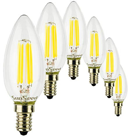 SUNSEED 6x Lampadina E14 Filamento LED 6W Candela C35 806 Lm Luce Naturale 4000K