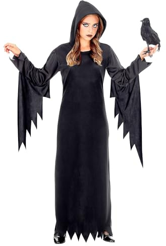 W WIDMANN MILANO Party Fashion - Costume da bambina Regina Oscura | Abito con cappuccio in stile regina gotica per Halloween, Carnevale e feste a tema