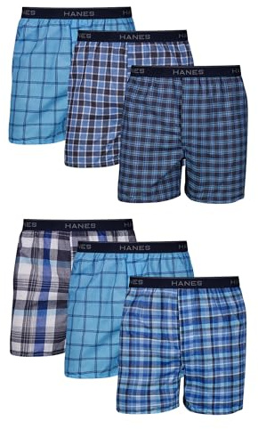 Hanes Men Hanes Men's Tagless Boxers with Exposed Waistband, Assorted Multi-Packs and Colors, Medium