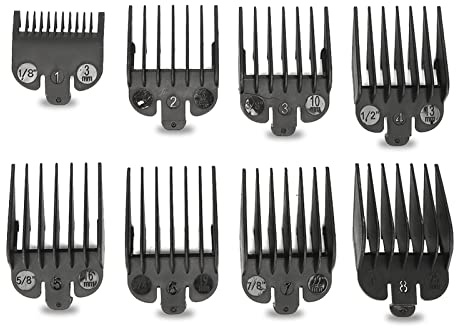 Sonew 8 Stück Clipper Aufsätze, Universal Haarschneider Kamm Führungsset, Haarschneider Ersatzteile, Haarstyling Limit Kammzubehör für Meisten Haarschneidemaschinen