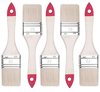 M7 5 STK. Flachpinsel-Set 2″ (etwa 50 mm) Serie 30, Lackierpinsel mit Synthetischen Hellen Borsten, Malerpinsel mit Naturholz, Flachpinsel mit Stahlzwinge