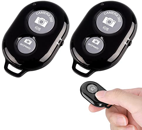 Bluetooth Fernbedienung, Kamera-Fernbedienung mit Kabelloser Bluetooth, 2 Stück Wireless Bluetooth Kamera Fernbedienung, Handy Bluetooth Selfie Remote Control, für iOS, Android Smartphone, Schwarz